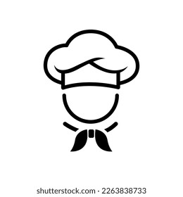 Chef in cooking hat line icon. Restaurant, menu, professional, occupation. Cooking concept. Vector illustration can be used for topics like catering, food, service