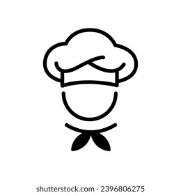 Chef in cooking hat line icon. Restaurant, menu, professional, occupation. Cooking concept. Vector illustration can be used for topics like catering, food, service