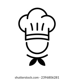 Chef in cooking hat line icon. Restaurant, menu, professional, occupation. Cooking concept. Vector illustration can be used for topics like catering, food, service