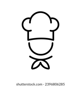 Chef in cooking hat line icon. Restaurant, menu, professional, occupation. Cooking concept. Vector illustration can be used for topics like catering, food, service