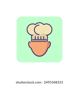 Chef in cooking hat line icon. Menu, kitchen, cookery. Restaurant concept. Vector illustration can be used for topics like food, occupation, gastronomy