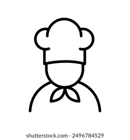 Chef in cooking hat line icon. Restaurant, menu, professional, occupation. Cooking concept. Vector illustration can be used for topics like catering, food, service