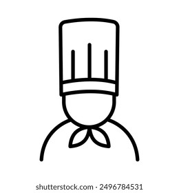 Chef in cooking hat line icon. Restaurant, menu, professional, occupation. Cooking concept. Vector illustration can be used for topics like catering, food, service