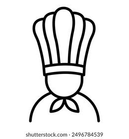 Chef in cooking hat line icon. Restaurant, menu, professional, occupation. Cooking concept. Vector illustration can be used for topics like catering, food, service