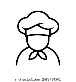 Chef in cooking hat line icon. Restaurant, menu, professional, occupation. Cooking concept. Vector illustration can be used for topics like catering, food, service