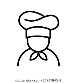 Chef in cooking hat line icon. Restaurant, menu, professional, occupation. Cooking concept. Vector illustration can be used for topics like catering, food, service