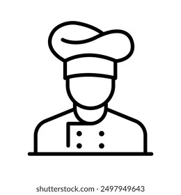 Chef in cooking hat line icon. Restaurant, catering, menu, professional, occupation. Chef Cooking line hat logo, badge, icon, sticker, label, emblem, stamp, symbol, black, line circle, flat vector.