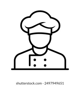 Chef in cooking hat line icon. Restaurant, catering, menu, professional, occupation. Chef Cooking line hat logo, badge, icon, sticker, label, emblem, stamp, symbol, black, line circle, flat vector.