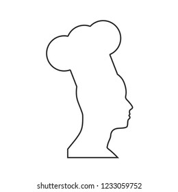 Chef in a cooking hat silhouette. Kitchen simple thin line icon.