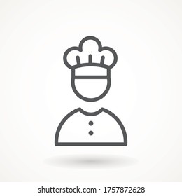 Chef in a cooking hat vector outline logo. Kitchen Cook icon line symbol. Premium quality isolated vector illustrator sign Restaurant, menu professional, occupation concept Vector catering, food