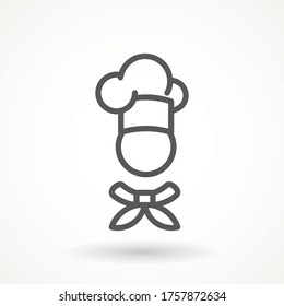 Chef in a cooking hat vector outline logo. Kitchen Cook icon line symbol. Premium quality isolated vector illustrator sign Restaurant, menu professional, occupation concept Vector catering, food