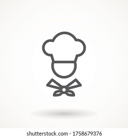 Chef in a cooking hat vector outline logo. Kitchen Cook icon line symbol. Premium quality isolated vector illustrator sign Restaurant, menu professional, occupation concept Vector catering, food