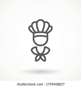 Chef in a cooking hat vector outline logo. Kitchen Cook icon line symbol. Premium quality isolated vector illustrator sign Restaurant, menu professional, occupation concept Vector catering, food