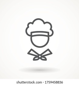 Chef in a cooking hat vector outline logo. Kitchen Cook icon line symbol. Premium quality isolated vector illustrator sign Restaurant, menu professional, occupation concept Vector catering, food