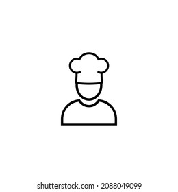 Chef in a cooking hat vector outline logo. Kitchen simple black icon. eps 10