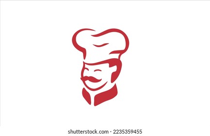 
Chef in a cooking hat vector outline logo. Kitchen simple black icon.