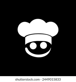 Chef in a cooking hat vector outline logo. Kitchen simple black icon.