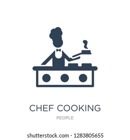 chef cooking icon vector on white background, chef cooking trendy filled icons from People collection, chef cooking vector illustration