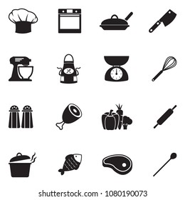 Chef And Cooking Icons. Black Flat Design. Vector Illustration. 