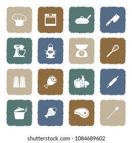 Chef And Cooking Icons. Grunge Color Flat Design. Vector Illustration. 