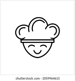 Chef aislado de cocina. Icono de Doodle Kitchen. Chef de Cap. Sonríe. Ilustración de material vectorial. EPS 10