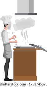 Chef is cooking in the kitchen illustration