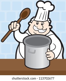 Chef cooking with large pot
