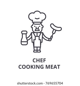 chef cooking  line icon, outline sign, linear symbol, vector, flat illustration