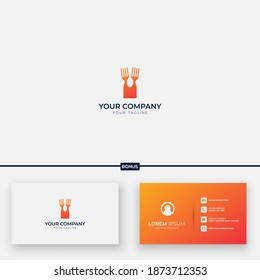 chef cooking logo with fork and spoon simple logo