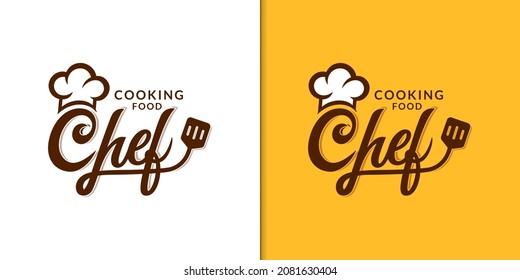 Chef cooking  logo with hat for restaurant logotype design template