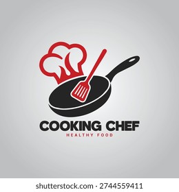 Chef Cooking Logo with Spatula and Frying Pan