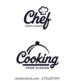 Chef cooking logo template with slogan and chef hat food and restaurant concept icon