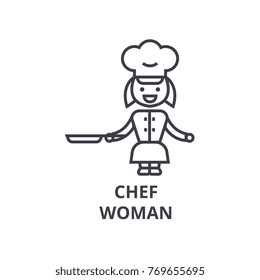 chef cooking meat line icon, outline sign, linear symbol, vector, flat illustration
