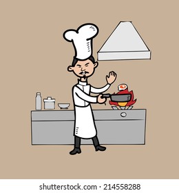 Chef cooking in modern kitchen