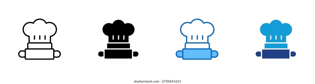 Chef Cooking Multiple Style Icon Design Vector - sombrero y delantal de chef que representan las artes culinarias, la cocina y la preparación profesional de alimentos