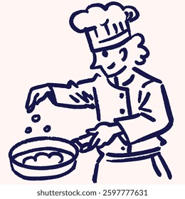 A chef cooking outline illustration