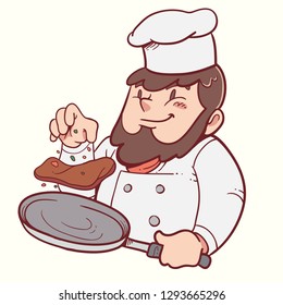 Chef cooking with pan