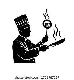 Chef cocinando en una sartén