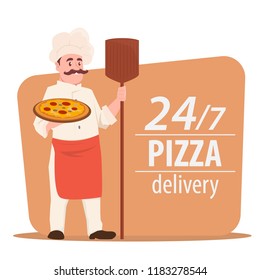 Chef cooking pizza