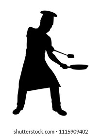 Chef is cooking silhouette vector