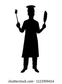 Chef Is Cooking Silhouette Vector