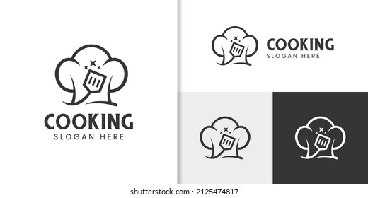 Chef cooking simple logo template. chef cook restaurant logo design