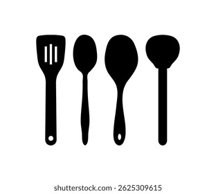 Chef Cooking Spoon Silhouette Set Vector 
