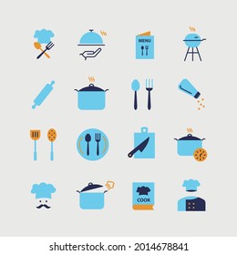 chef cooking vector icon set cooking kitchen utensils restaurant menu spoons and folks icon