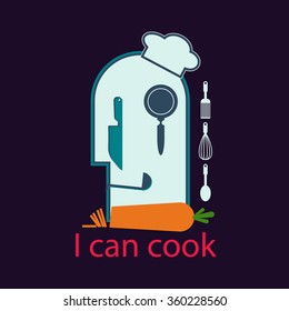 Chef cooks. Abstract vector illustration.