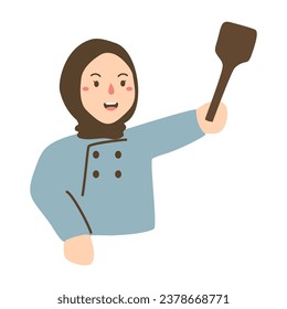 chef cooks in uniform with kitchen utensils