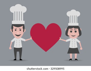 chef couple creating new recipes with love