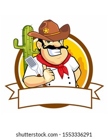 Chef cowboy cartoon in vector