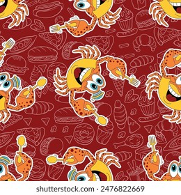 chef crab pattern seamless food background