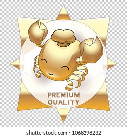 Chef crab for premium quality product, Vector sticker logo for best crab and seafood.